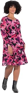 Angel of Style Women's Plus Size Plus Size Mesh Dress Camouflage Ruffles Long Sleeve 835796