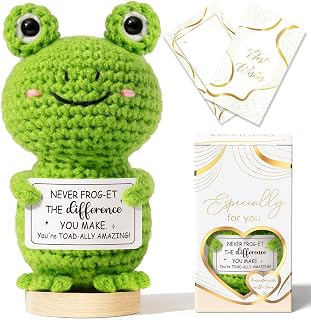 Thank You Gifts for Women Emotional Support Crochet Plush, Administrative Professional Day Gifts Easter Basket, Handmade Frog Crochet Employee Appreciation Gift for Teacher Women Coworker Nurse Boss