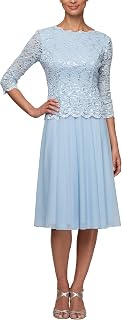 Alex Tea Length Sequin Mock Dress (Petite And Regular) Women's Special Occasion Dress, Periwinkle, 46