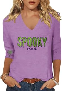 Embroidery Fall Halloween Winter Christmas Graphic Shirts for Women