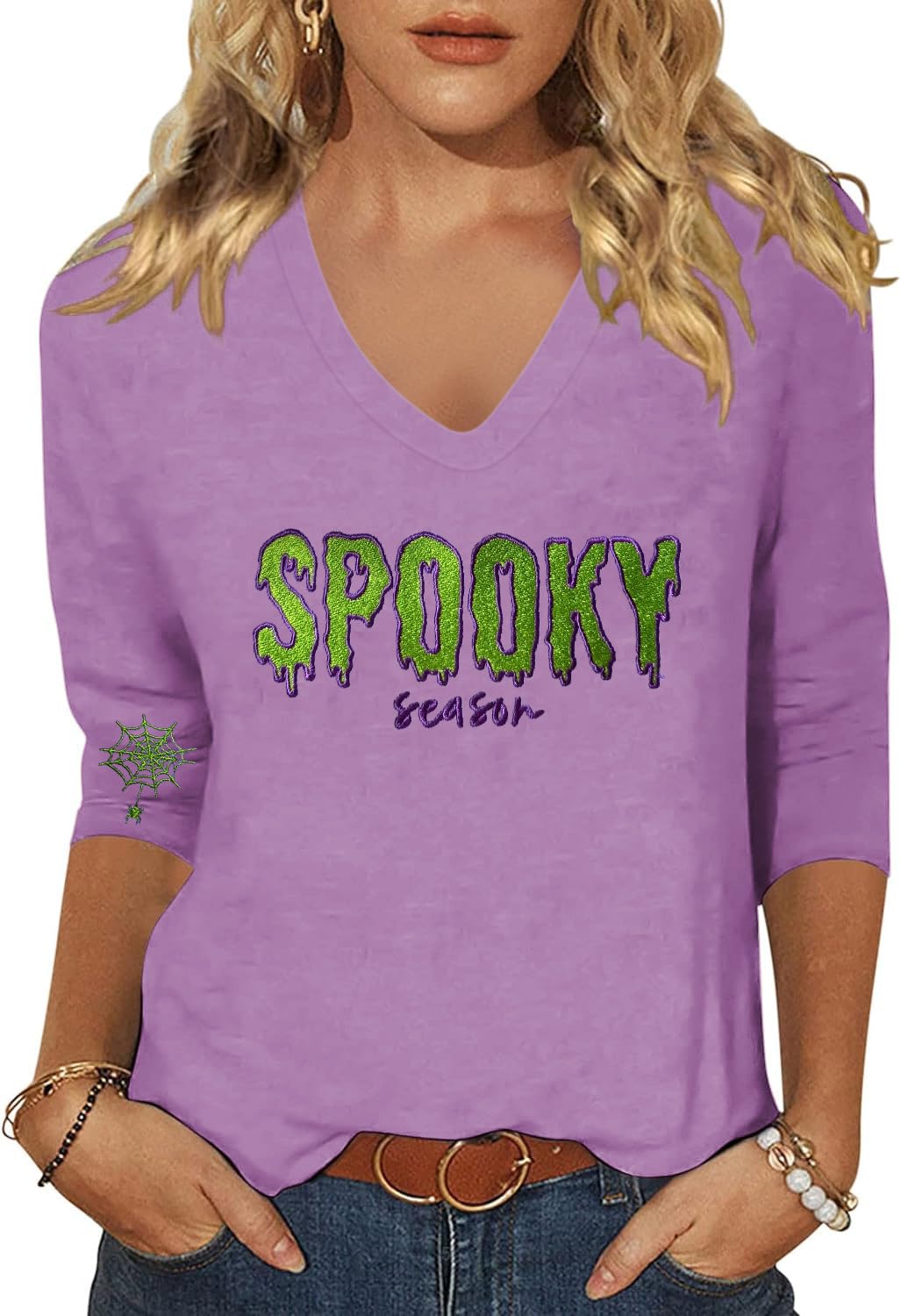 Embroidery Fall Halloween Winter Christmas Graphic Shirts for Women