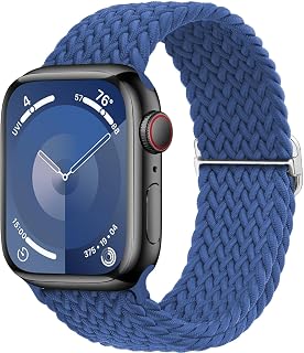 Braided Solo Loop Apple Watch Strap 40mm 41mm 42mm 46mm 44mm 45mm 38mm 42mm Ultra/2 49mm, Men/Women, Nylon Sport Elastic Band for iWatch Series 10/9/8/7 6 6 5/43/SE