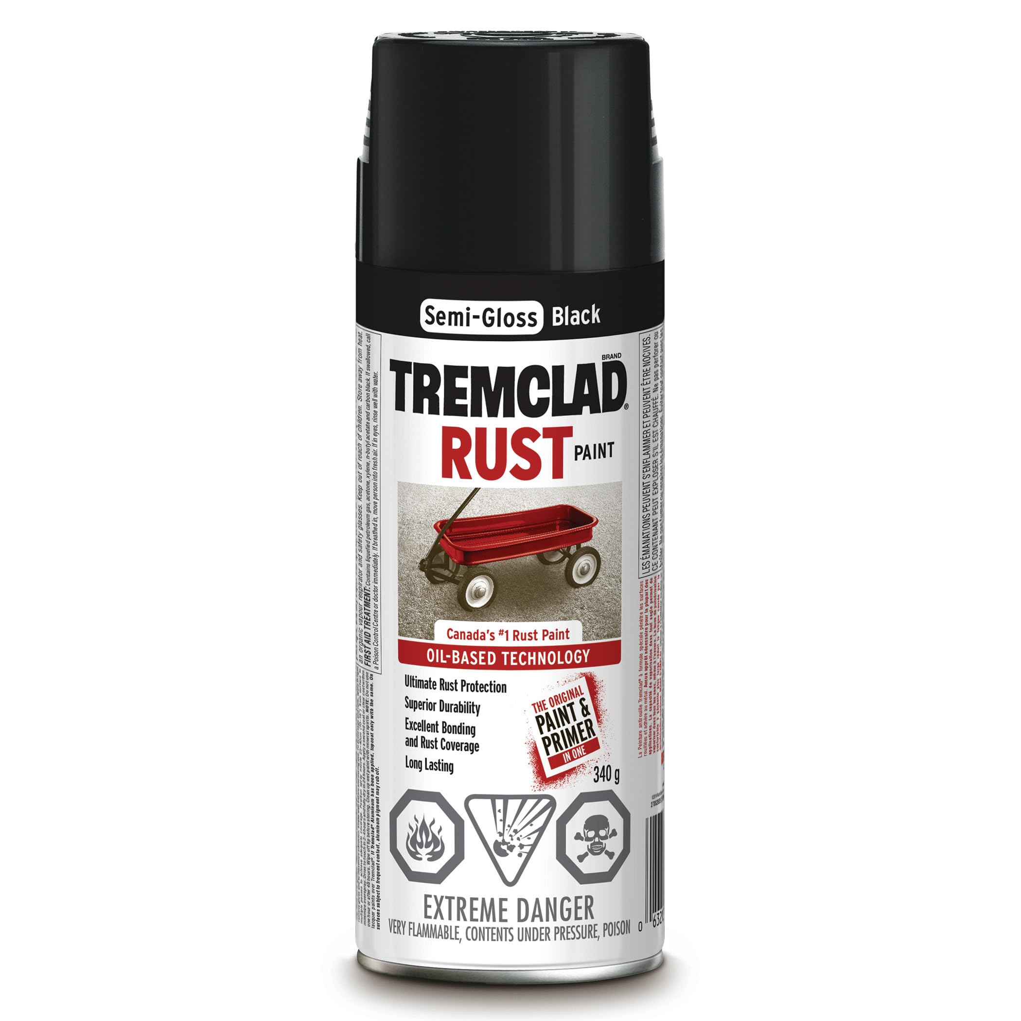 Tremclad - Oil Based Rust paint in Semi-gloss black 340g