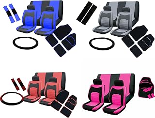 The Urban Company Car Seat Cover Set In Pink To Fit Fiat 500 With Mats And Steering Wheel Cover