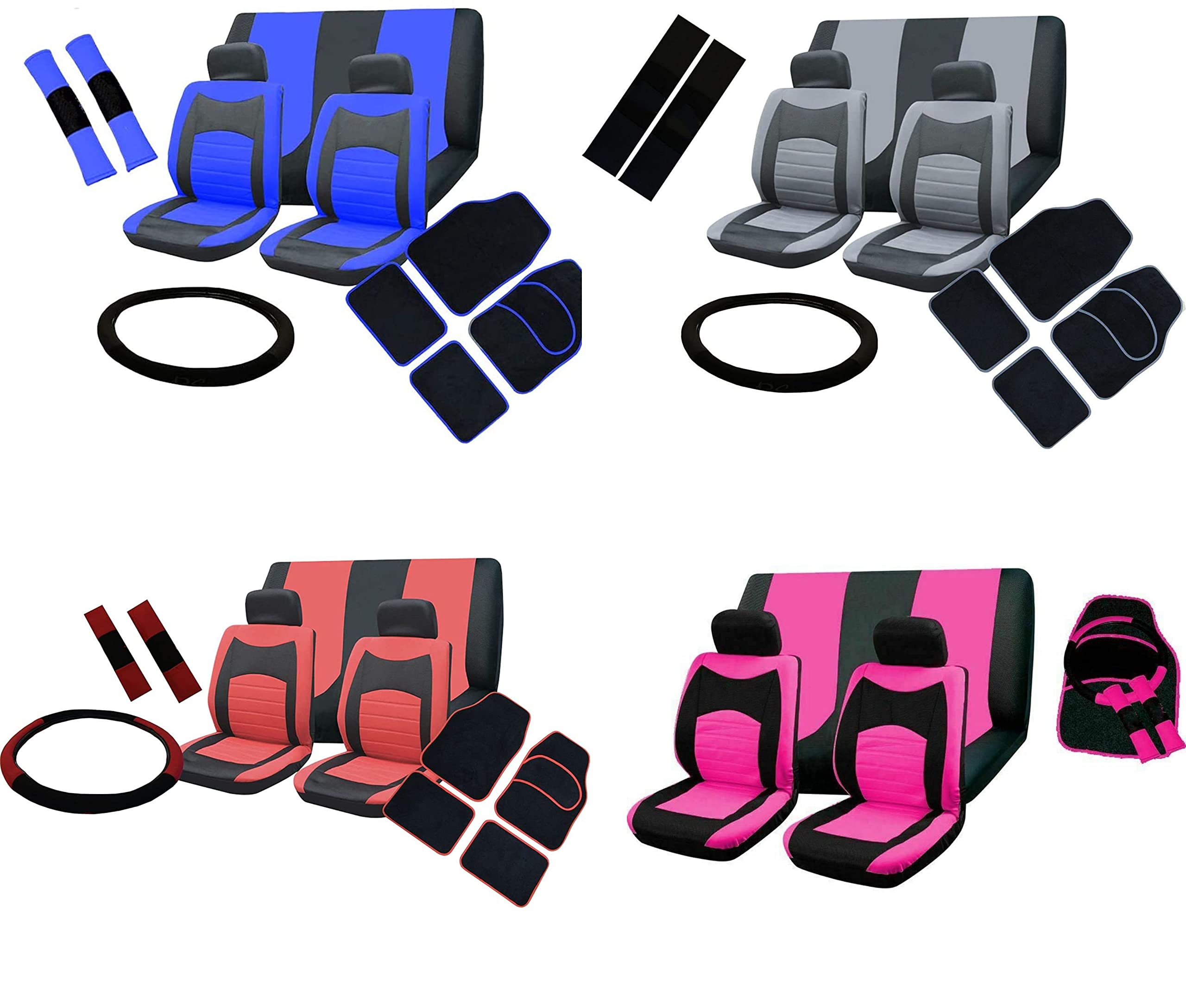 The Urban Company Car Seat Cover Set In Pink To Fit Fiat 500 With Mats And Steer
