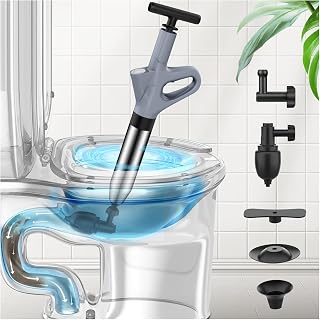 Toilet Plunger Heavy Duty, Toilet Snake for Unclogging with Pressure Gauge | Plungers for Bathroom Toilet Use, Air Drain Blaster for Sinks, Showers and Floor Drains, Powerful Clog Remover for Kitchen