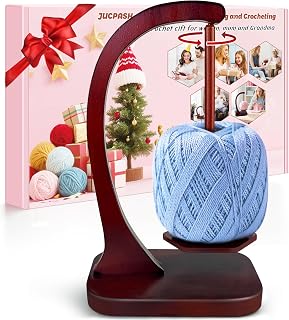 JUCPASH Yarn Holder for Crocheting with Magnetic Spin, Crochet Gifts, Brown | Wooden Yarn Spinner, 360° Smooth Rotation, Anti-Slip Pads, Crochet Kit, Birthday Gifts for Women Mom Wife Grandma Mother