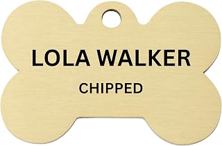 Personalised Dog Tag Engraved – Solid Brass Pet ID Name Tag for Dogs & Cats – Bone Shape, Small – Deep Laser Engraving, Strong Split Ring – UK