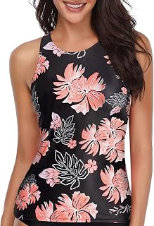 Holipick Two Piece Tankini Swimsuit Women Tummy Control Swimsuit High Neck Halter Swim Tank Top with Shorts