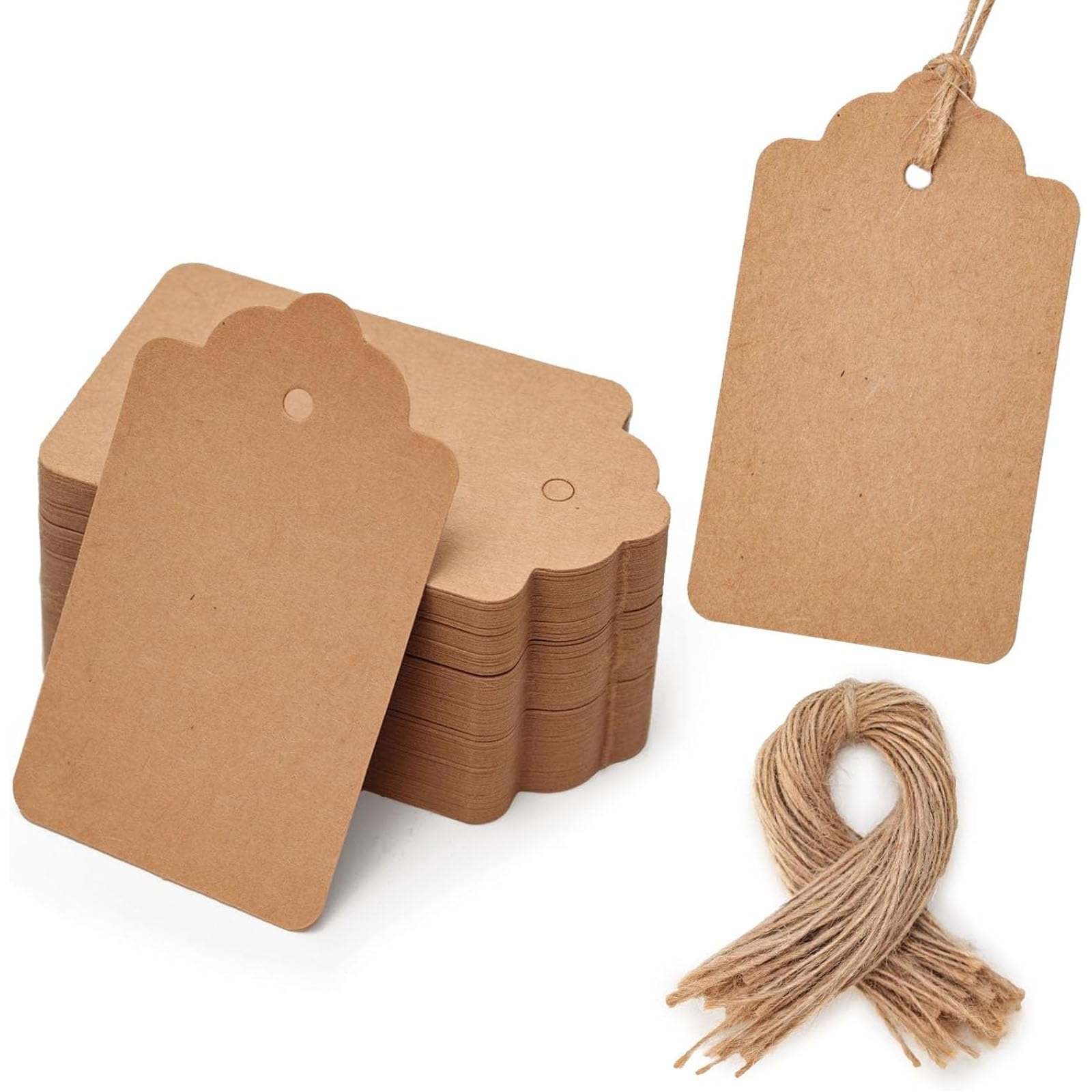 SALLYFASHION 100PCS Gift Tags with String Attached, Kraft Paper Hang Tags | 1.7 