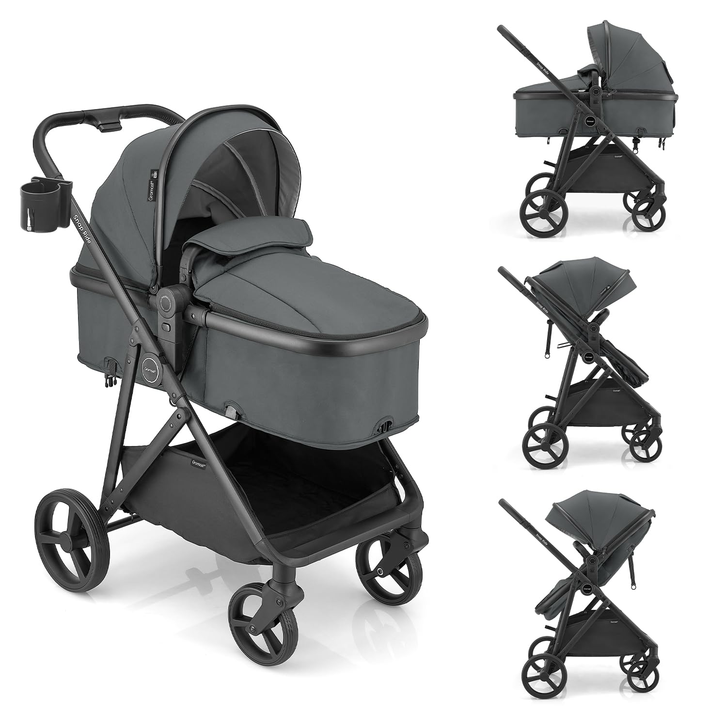 Gromast 3-in-1 Baby Stroller, Convertible Stroller for Newborn Infant Toddler wi