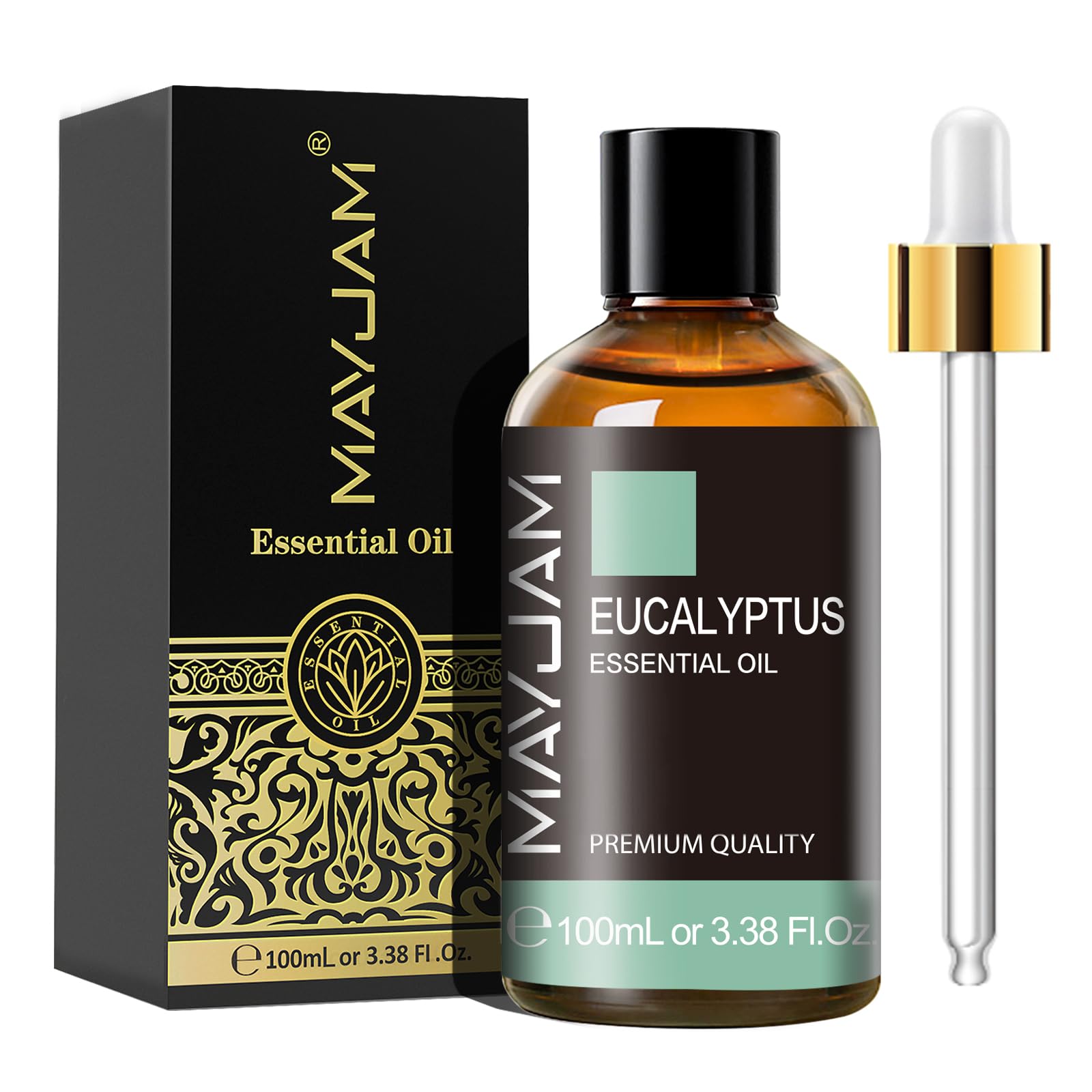 MAYJAM Eucalyptus Essential Oil 100ML - Premium Diffuser Oil | with Glass Droppe