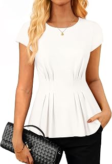 GRACE KARIN Womens Peplum Tops Dressy Casual,2026 Summer Short Sleeve Work Blouses, Business Shirts Fashion Clothes