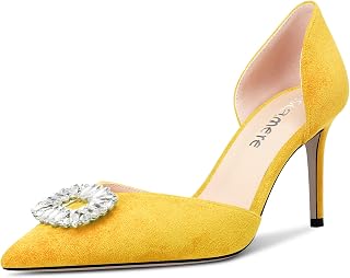 Castamere Women's High Heel Pointed Toe Pumps Two-Piece Slip-on Diamante Crystal Prom Dress 8 CM Heels