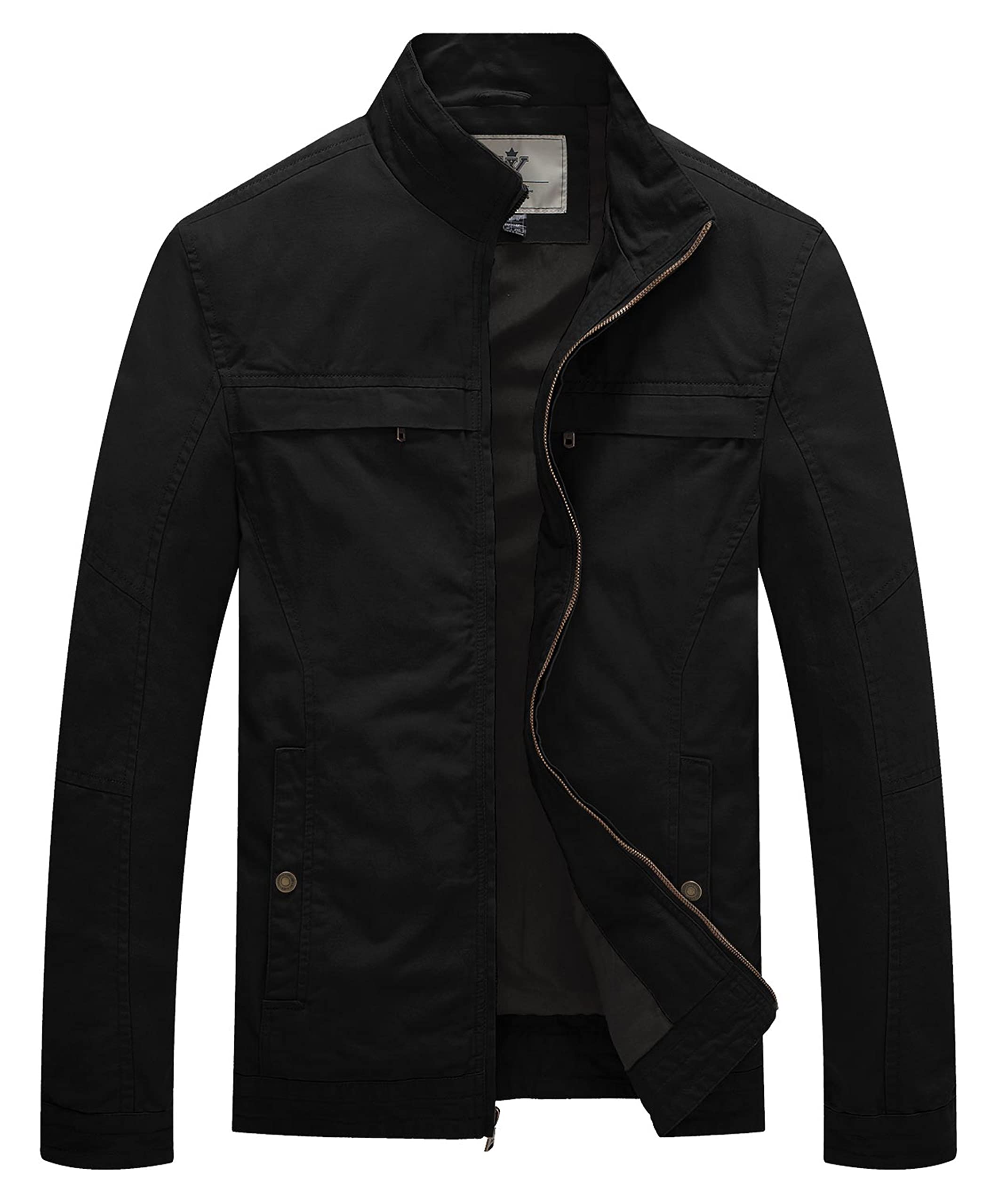 WenVen Men's Spring Canvas Military Jacket Casual Lightweight Cotton Coat