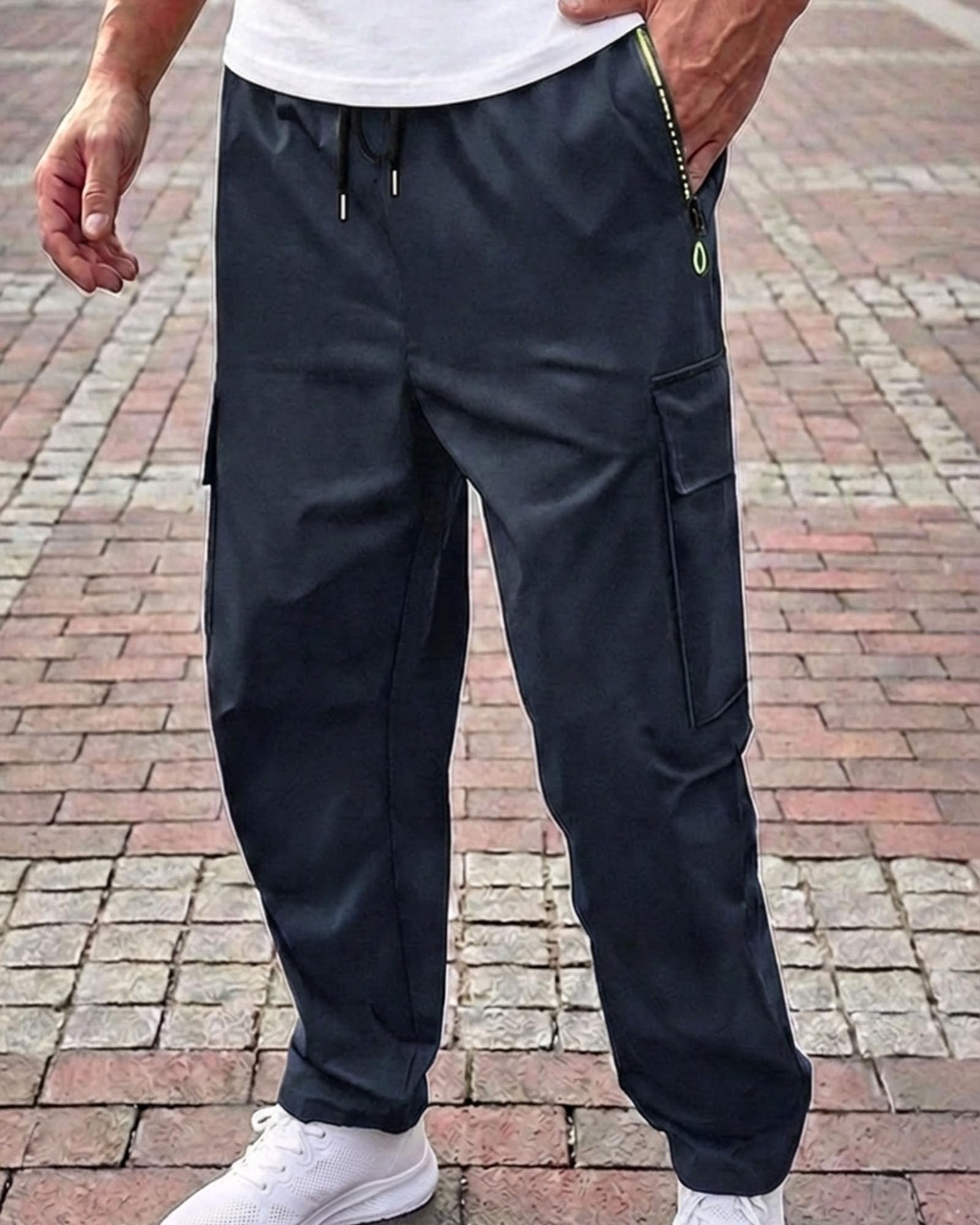 Men's Casual Pants Lightweight Breathable Drawstring Daily Wear