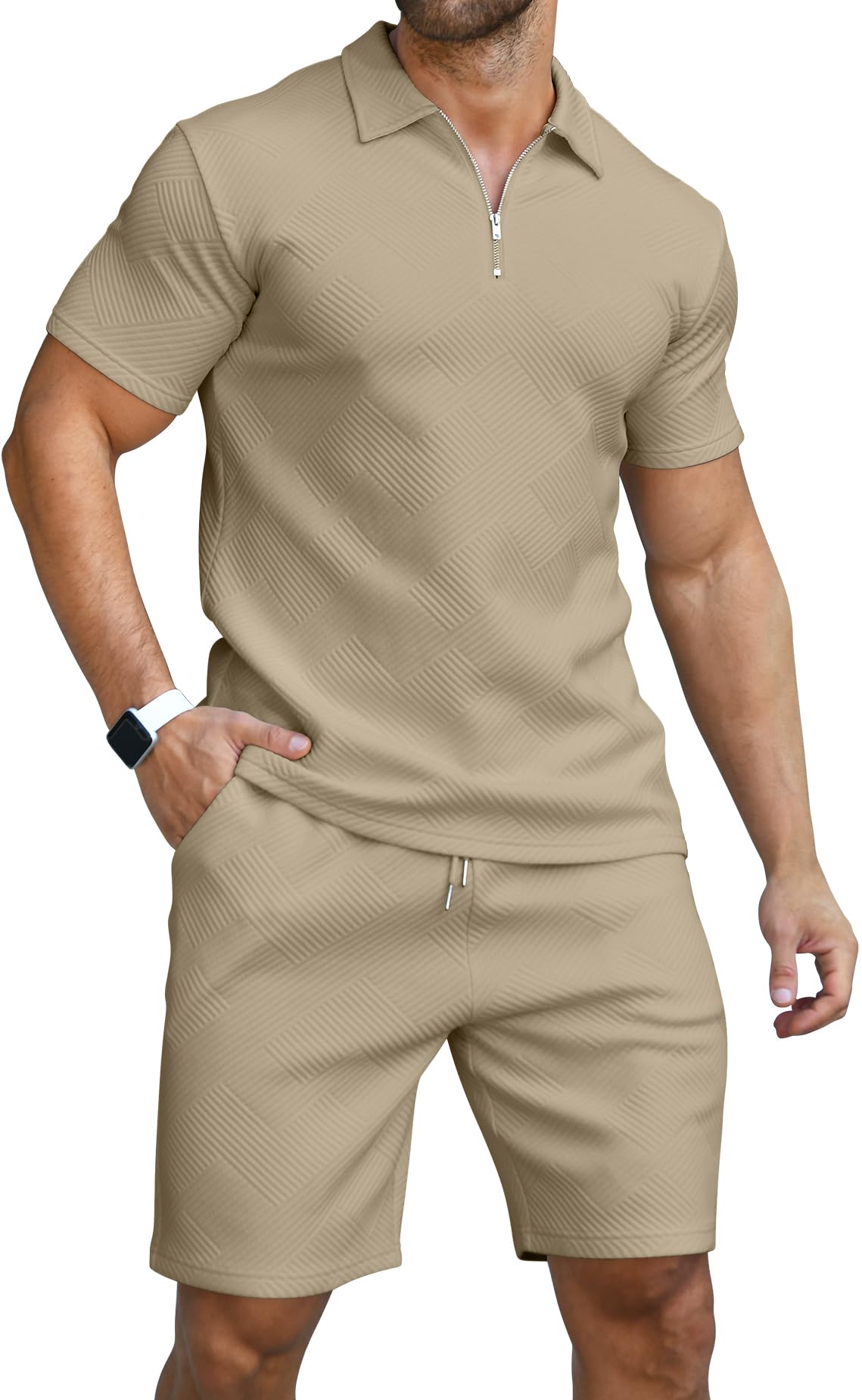 KUYIGO Men's Polo and Shorts 2-Piece Clothing Set Summer Tracksuit Fashion Casua