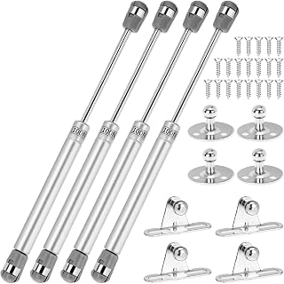 QWORK® 4 Pcs Gas Strut Kit, 100N/10KG Soft Close Gas Lift Strut, Silvery Gas Spring Strut Damper Hinge, for Kitchen Cabinet Door