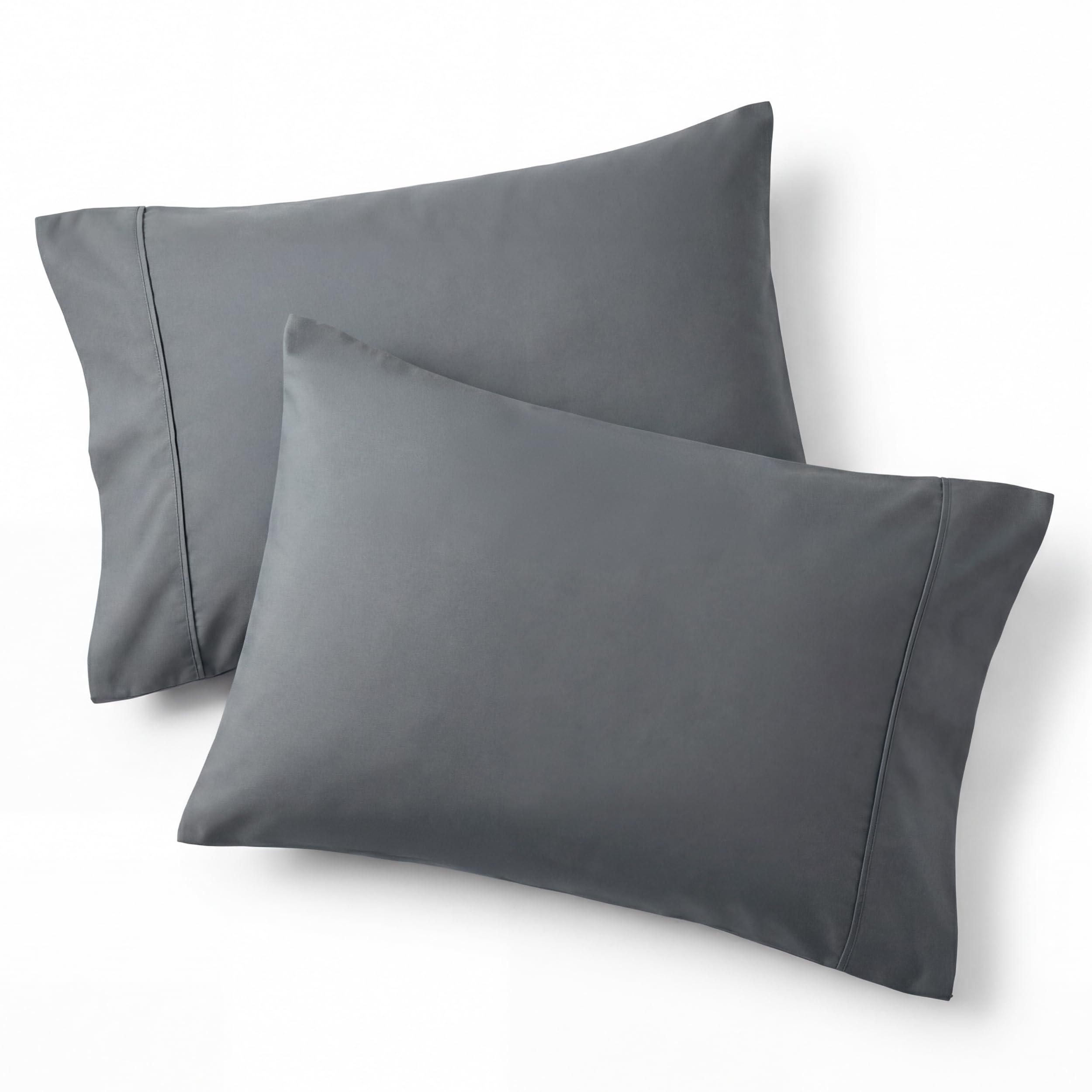 Bedsure Pillow Cases Queen Set of 2 - Dark Grey Double Brushed Microfiber Pillow