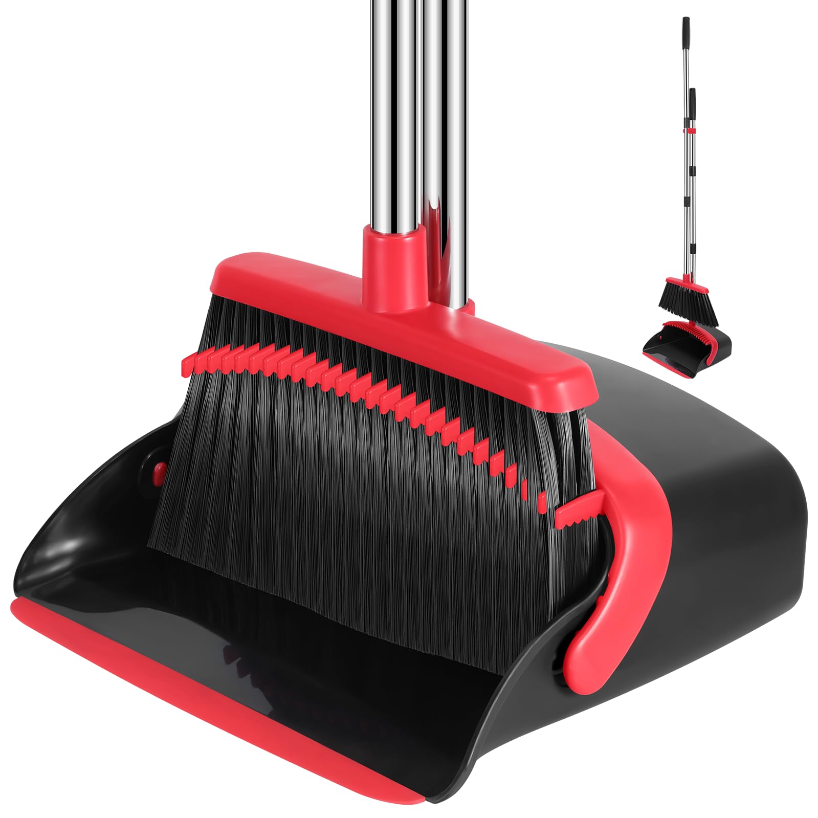 NACENA Broom and Dustpan Set, 52-in Long Adjustable Handle Broom Dustpan Combo w