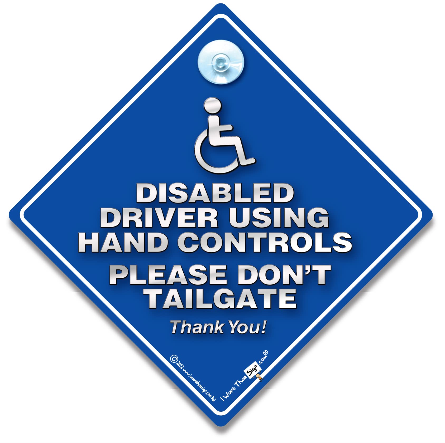 Disabled Driver Using Hand Controls Please Don't Tailgate Car Sign, Disabled Dri