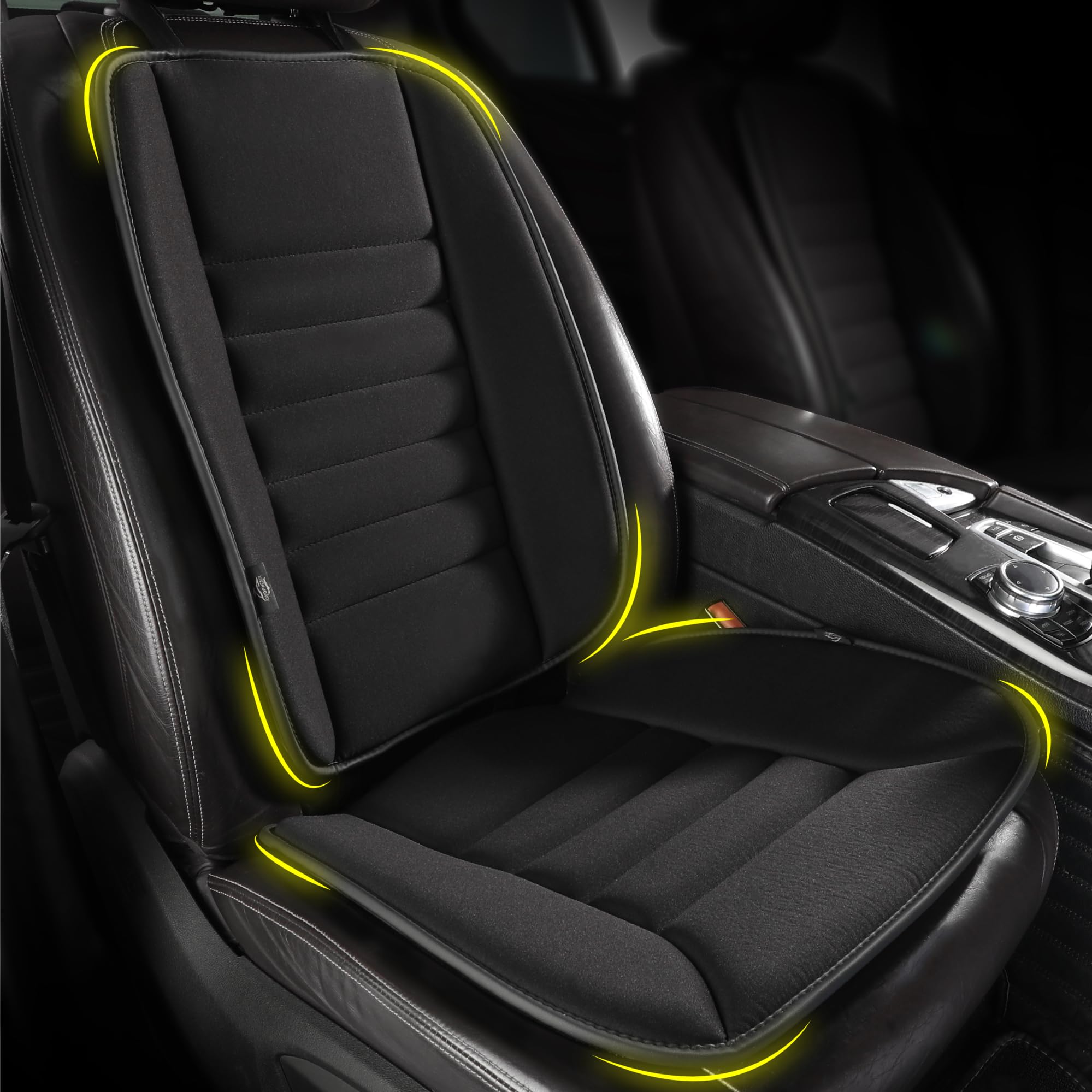 kingphenix Car Seat Cushion with Back Support Pillow, Memory Foam, Black | Memor