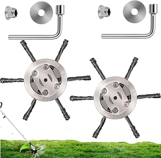 2 Pcs Steel Wire Grass Trimmer Head, 6 inches | Solid Steel Wire Brush Strimmer Head, Strimmer Attachments for Lawn Rotating Replacement Tool, Garden Moss Rust Weed Removal
