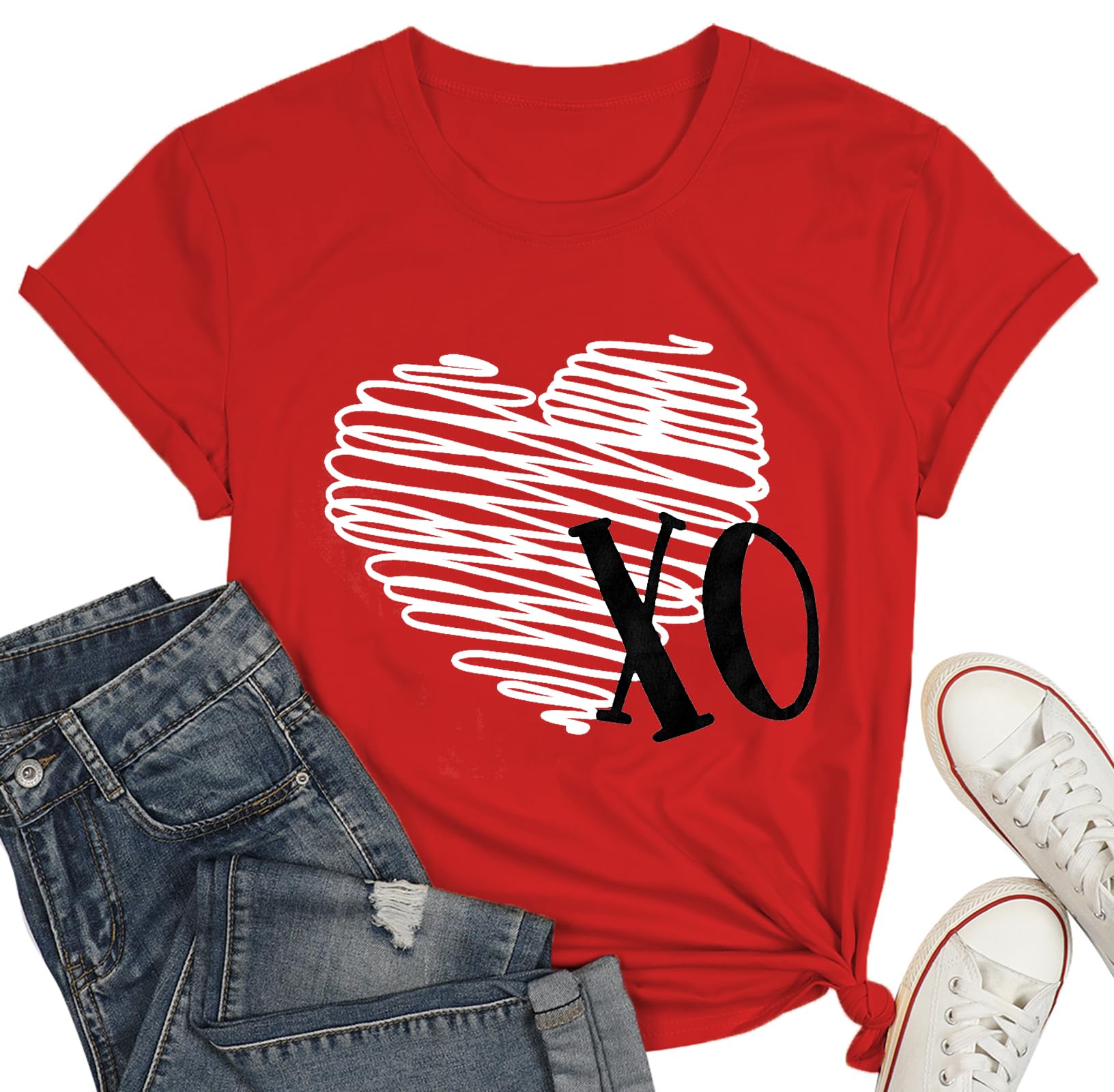 Camicia da donna per San Valentino, con scritta "Just a mama in her with her chi