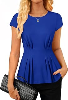 GRACE KARIN Womens Peplum Tops Dressy Casual,2026 Summer Short Sleeve Work Blouses, Business Shirts Fashion Clothes