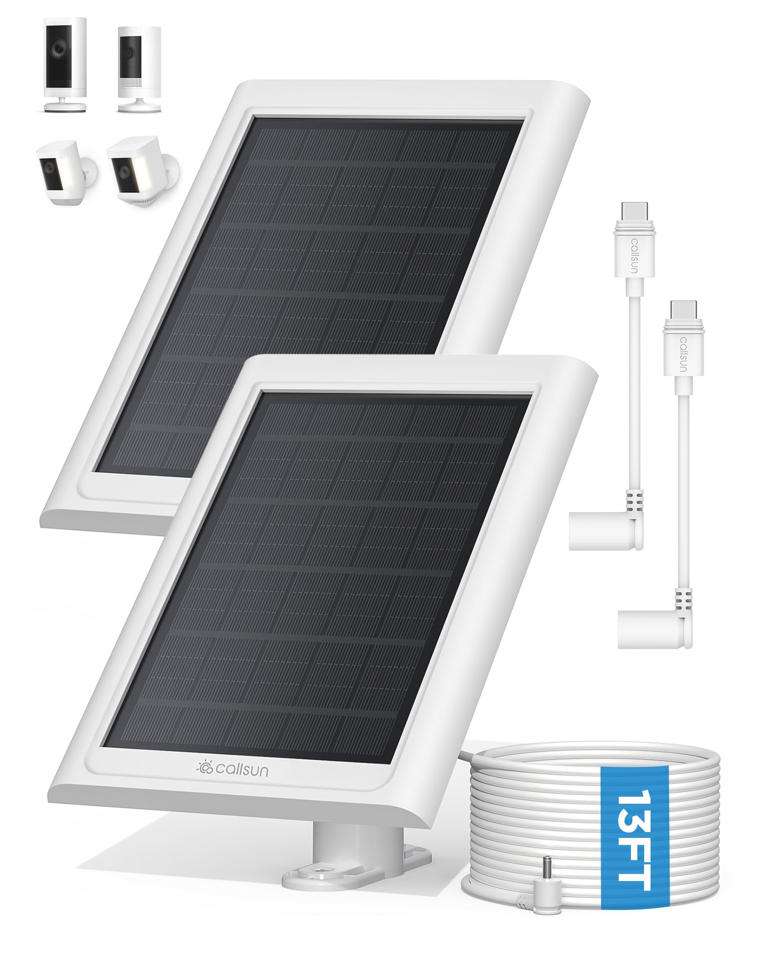 Solar Panel for Ring Camera, 2 Pack Solar Charger Compatible with Ring Stick Up 
