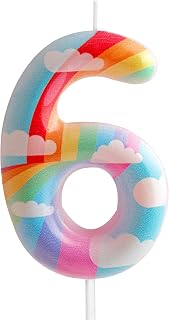 6th Birthday Candles, Number 6, Pink, Rainbow, Birthday Party, Cloud, Rainbow Theme, Adorable Birthday Cake Design, Birthday Cake Topper, Graduation, Anniversary