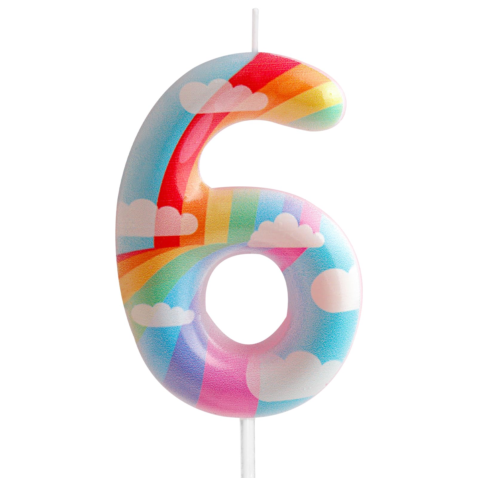 6th Birthday Candles, Number 6, Pink, Rainbow, Birthday Party, Cloud, Rainbow Th