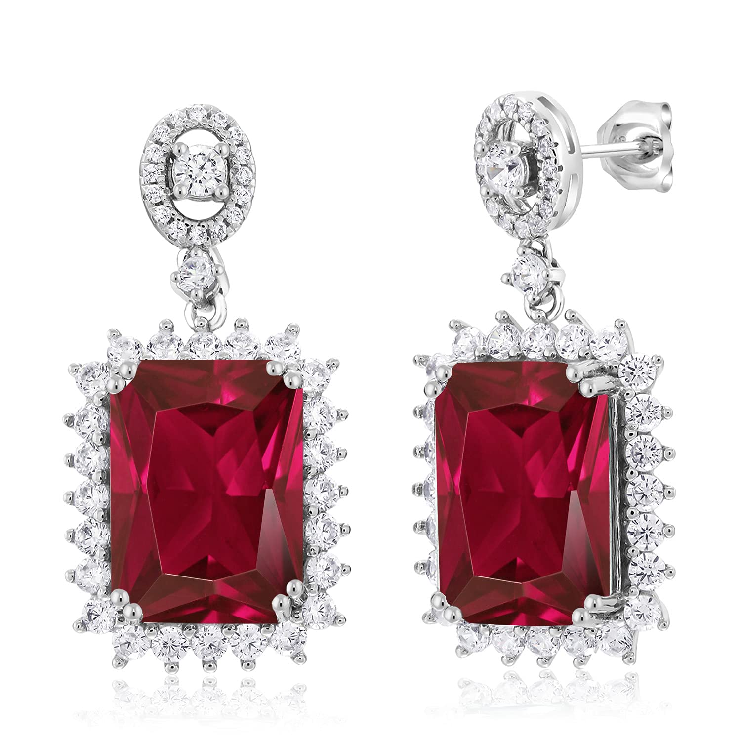 Gem Stone King 10-20 Cttw Gemstone Birthstone Halo Dangle Earrings For Women | 9