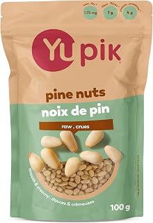 Yupik Pine Nuts, 100 g, Gluten-Free, Kosher, Smooth & Creamy Pine Kernels, Raw Nuts, Shelled, Unsalted, Unroasted, Oil-Free, Source of Iron