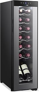 Nutrichef 14 Bottle Wine Fridge | Single Zone Wine Chiller | Adjustable Temp 41°F - 64°F | Ultra Quiet Operation | Wine Cooler for Home & Office | 34x10x17 IN (Black)