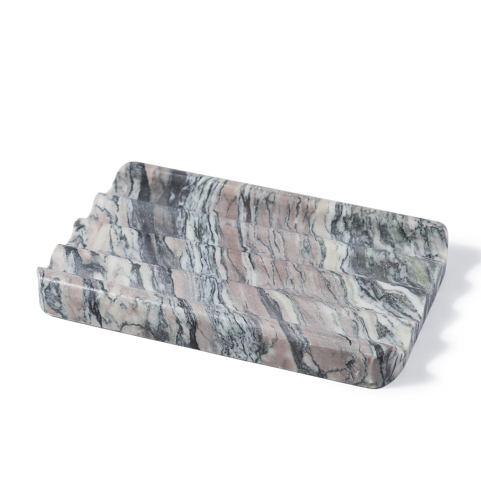 Karibiber Soap Holder for Bathroom, Black Marble Soap Dish for Kitchen Counterto