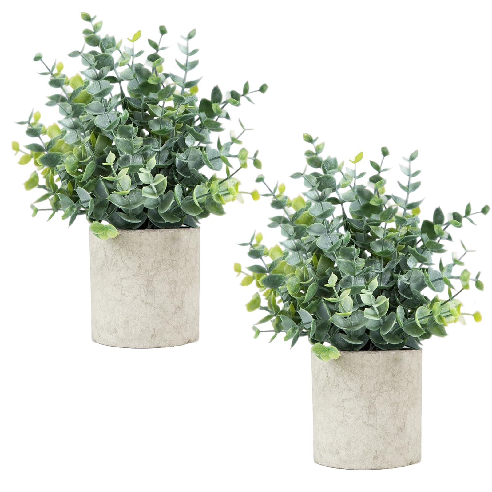 Velener 2 Pcs Small Fake Plants Eucalyptus, Artificial Plants Indoor for Shelf, 