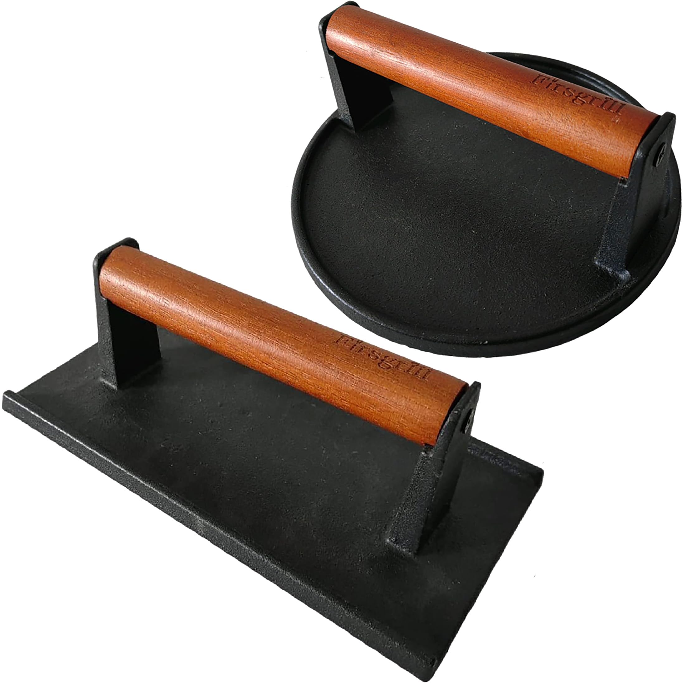 Firsgrill Burger Press 7.08" Round & 8.3”X4.3”Rectangle Heavy-Duty Cast Iron Sma