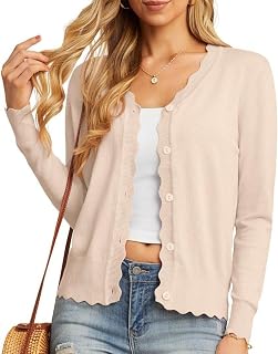 GRECERELLE Women's Cardigan with Buttons and V Neck Cardigan for Women Summer Lace Cardigan Lightweight Elegant