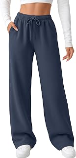 AUTOMET Womens Sweatpants Loose Fit Wide Leg Fleece Lined Sweatpants Straight Leg Baggy Pants Autumn Outfits Athletic Joggers with Pockets