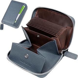 Mini Wallet, Women's, Men's, Bi-Fold Wallet, Compact, Genuine Leather, RFID Skimming Protection, Small Wallet, Easy to Store Bills, Large Capacity, Coin Purse, Valentine's Day, Mother's Day, Birthday Gift