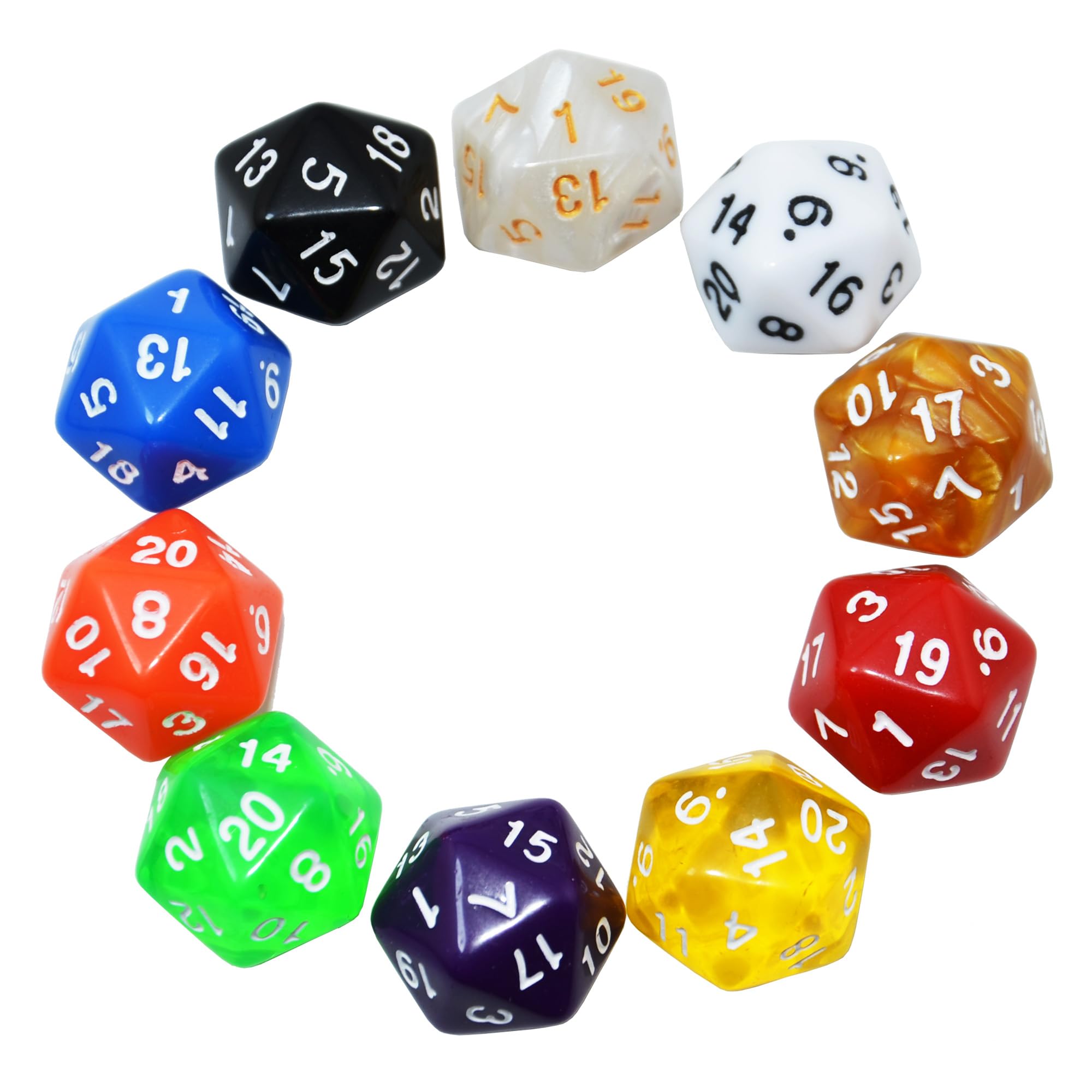 SmartDealsPro 10-Pack 20 Sided Dice D20 Polyhedral Dice for DND RPG MTG Table Ga