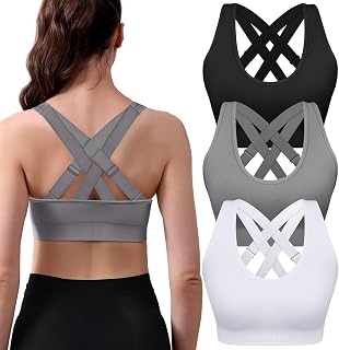 Double Couple Soutien-Gorge de Sport rembourré pour Femme, Soutien Moyen, réglable, Dos croisé, sans Coutures, Haute Charge, Yoga, Gym, entraînement