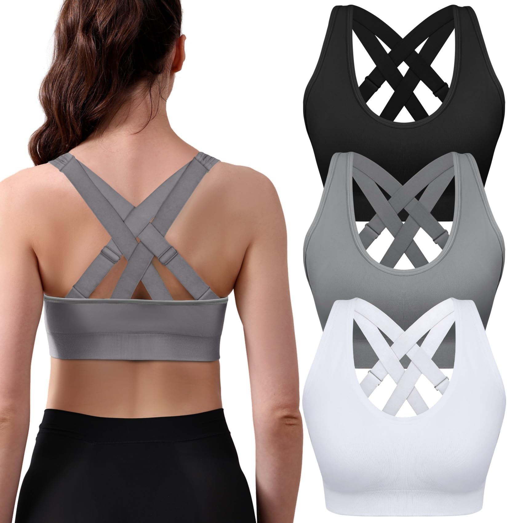 Double Couple Soutien-Gorge de Sport rembourré pour Femme, Soutien Moyen, réglab