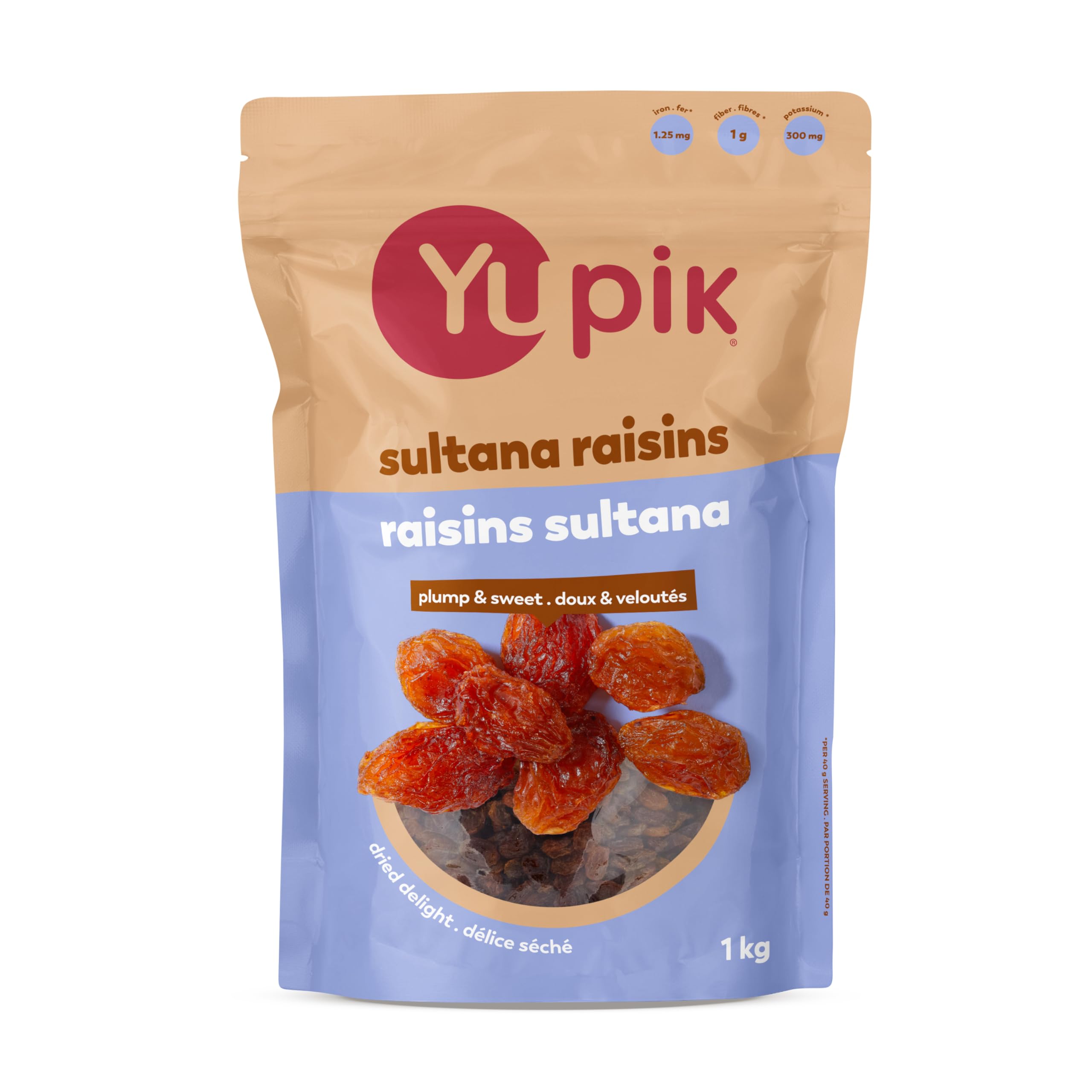 Yupik Sultana Raisins, 1 kg, Gluten-Free, Kosher, Whole Dried Fruits, Naturally 