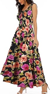 OSTOO Women's Summer 2025 Short Sleeve Boho Floral Print Multi-Layer Long Dress Flowy Casual