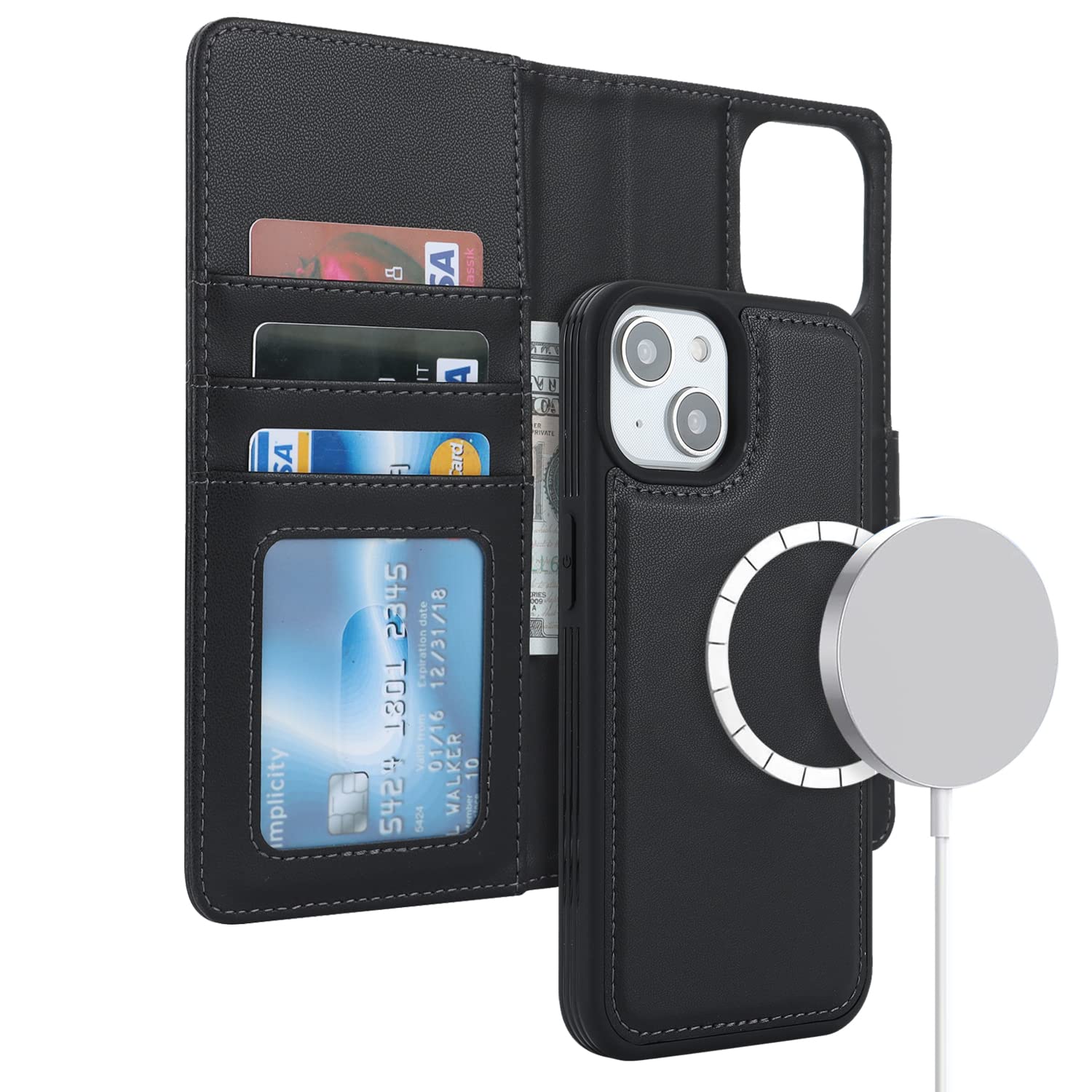 ELTEKER iPhone 13 / iPhone 14 Case, Leather Book Wallet Case [Wireless
