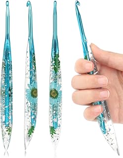 Coopay Crochet Hooks, 5mm Ergonomic Crochet Hook with Floral Plastic Grips | Long Crochet Needles for Crocheting,Stylish and Unique, Ideal for Crocheting Blankets, Dolls, Shawls, Hats, Scarves (H-5.0mm)