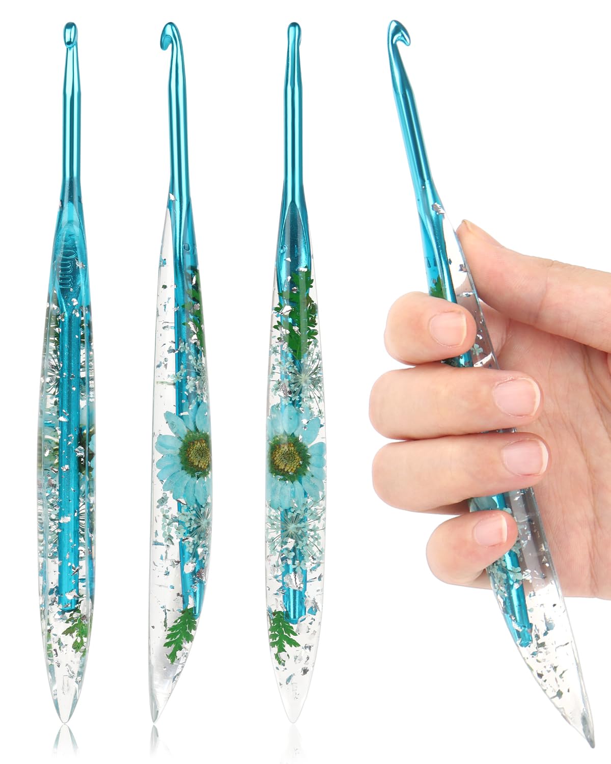Coopay Crochet Hooks, 5mm Ergonomic Crochet Hook with Floral Plastic Grips