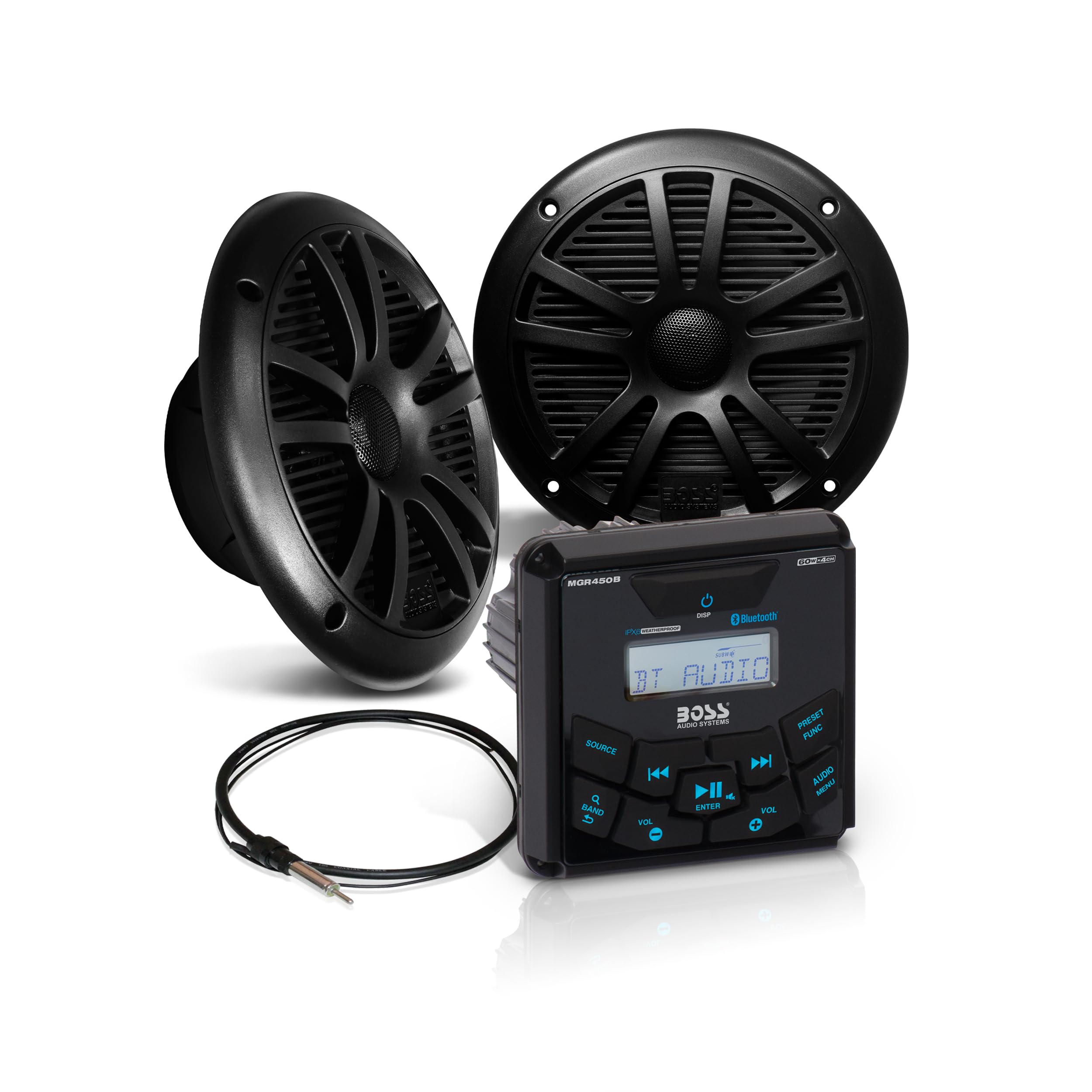 BOSS Audio Systems MCKGB450B.6 Speaker and Receiver Package - 6.5 Inch Audio Spe